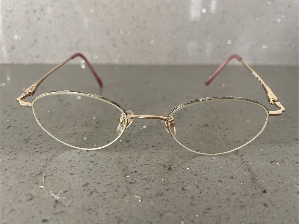 Nine West 21 Eyeglasses Frames ONLY 46-19-130 7FX Gold half rim pink tortoise